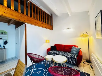 Coin salon dans l'établissement Maison calme à Fouras pour 4 personnes avec jardin fermé - FR-1-709-92