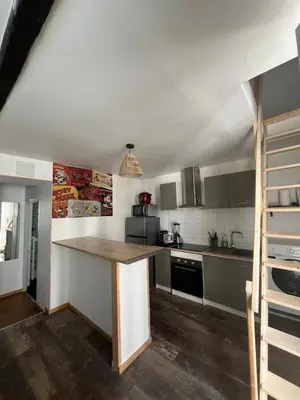 Cuisine ou kitchenette dans l'établissement Cozy apartment Gare