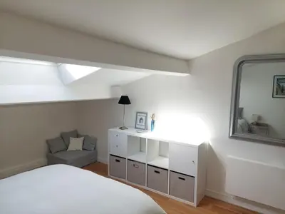 Un ou plusieurs lits dans un hébergement de l'établissement L'ermitage du gué - Cocon paisible avec extérieur