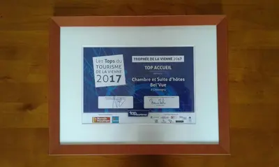 Certificat, récompense, panneau ou autre document affiché dans l'établissement Chambres D'hôtes Bel'vue