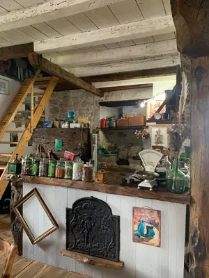 Cuisine ou kitchenette dans l'établissement house with authentic charm