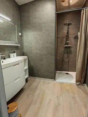 Salle de bains dans l'établissement l'appart Orchidée n12, cosy et lumineux