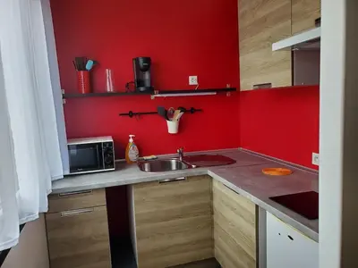 Cuisine ou kitchenette dans l'établissement La Bastille 1
