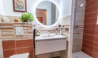 Salle de bains dans l'établissement La bourbonnaise