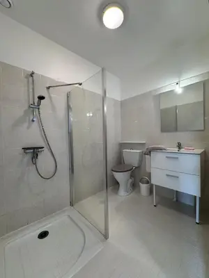 Salle de bains dans l'établissement Appart-Hotel du drapeau bleu Residence Kiwi