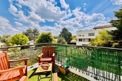 Balcon ou terrasse dans l'établissement Apartment with terrace and pool