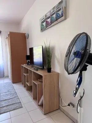 Télévision ou salle de divertissement dans l'établissement AppartHotel le Nid Marin