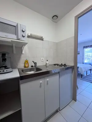 Cuisine ou kitchenette dans l'établissement AppartHotel le Nid Marin