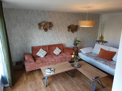 Coin salon dans l'établissement Grand appartement 80 m2 centre ville lumineux