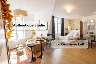 Un ou plusieurs lits dans un hébergement de l'établissement Les Studios Paultrimoine