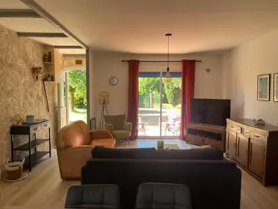 Coin salon dans l'établissement Maison Cosy Retour de plage