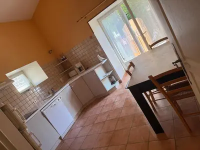 Cuisine ou kitchenette dans l'établissement Domaine du Thie
