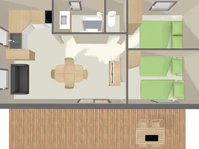 Cuisine ou kitchenette dans l'établissement Chalet 36m² avec terrasse pour 5 personnes - Coulon - API-1-52-569