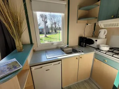 Cuisine ou kitchenette dans l'établissement Chalet 36m² avec terrasse pour 5 personnes - Coulon - API-1-52-569