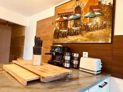 Cuisine ou kitchenette dans l'établissement Le Gîte de Magali