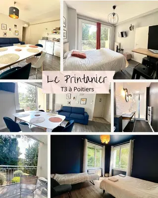 Coin salon dans l'établissement Le Printanier, T3 avec suite parental avec balcon