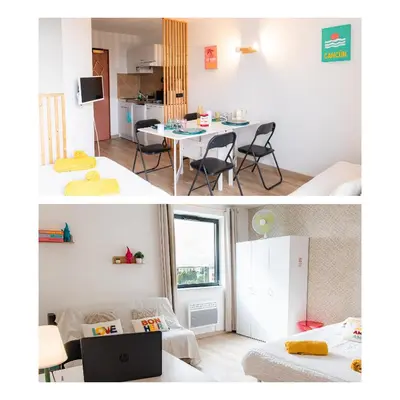 Cuisine ou kitchenette dans l'établissement appartement à côté du futuroscope,avec wifi