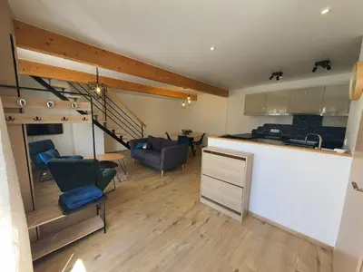Cuisine ou kitchenette dans l'établissement Le Refuge de la Plage