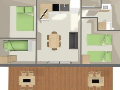 Plan de l'établissement Chalet 48m² avec Terrasse à Coulon pour 7 personnes - API-1-52-632