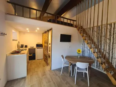 Cuisine ou kitchenette dans l'établissement Studio mezzanine chez des mushers
