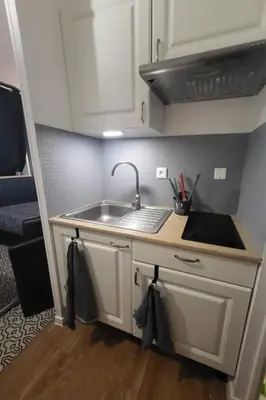 Cuisine ou kitchenette dans l'établissement Studio non fumeur en rez-de-chaussée