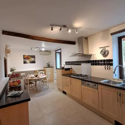 Cuisine ou kitchenette dans l'établissement Charmant gite en bord de lac