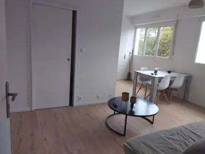 Coin salon dans l'établissement Appartement au bord du Clain parking privatif