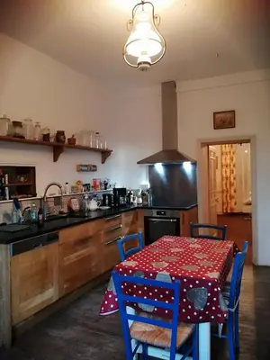Cuisine ou kitchenette dans l'établissement Grande maison de ville avec jardin Valence en Poitou pour 8 à 14 personnes