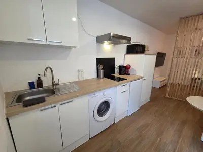 Cuisine ou kitchenette dans l'établissement Le Simba - grand studio avec Wi-Fi