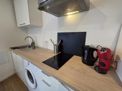 Cuisine ou kitchenette dans l'établissement Le Simba - grand studio avec Wi-Fi