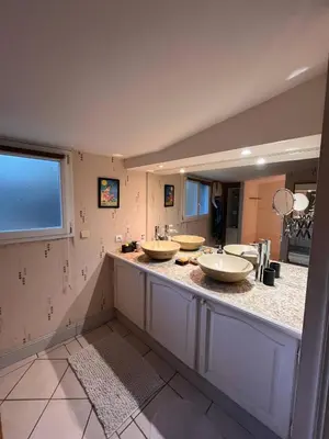 Cuisine ou kitchenette dans l'établissement Maison de vacances 12 personnes Champniers