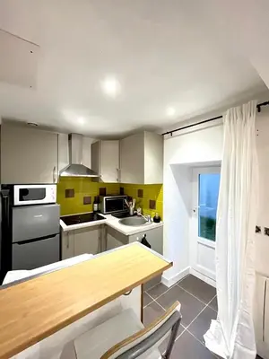 Cuisine ou kitchenette dans l'établissement Le cosy duplex de l'Isle d'Espagnac