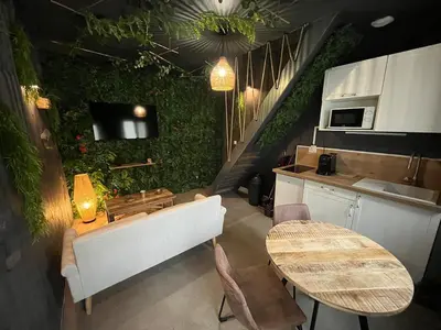 Cuisine ou kitchenette dans l'établissement Jungle room Poitiers