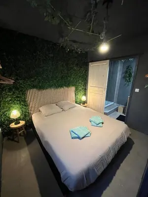 Un ou plusieurs lits dans un hébergement de l'établissement Jungle room Poitiers