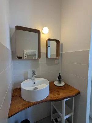 Salle de bains dans l'établissement Le BRISSONNEAU
