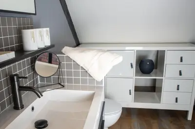 Salle de bains dans l'établissement Les chambres du Bocage - Chambre Marylin
