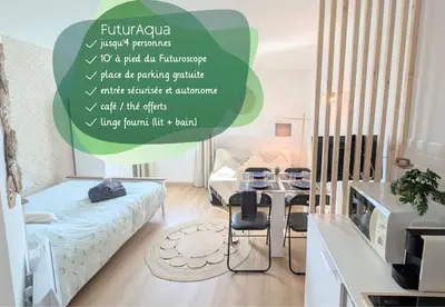 Un ou plusieurs lits dans un hébergement de l'établissement FuturAqua 1-4p - 10min du Futuroscope & parking