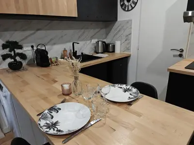 Cuisine ou kitchenette dans l'établissement Le Refuge Angérien