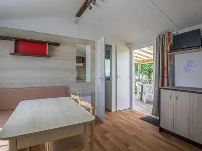 Cuisine ou kitchenette dans l'établissement Mobil home spacieux avec terrasse pour 8 personnes - API-1-52-1343