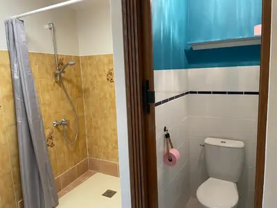 Salle de bains dans l'établissement Gîte centre coulon - Le Héron