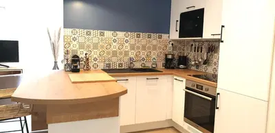 Cuisine ou kitchenette dans l'établissement Appartement sur la plage