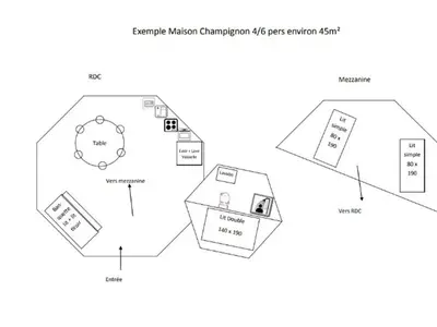 Plan de l'établissement Maison avec terrasse pour 6 personnes à Dienné - API-1-52-1329