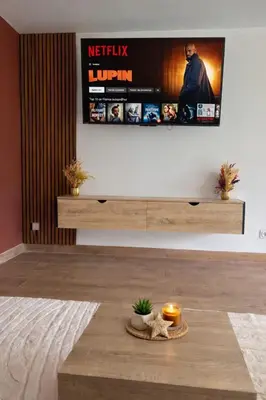 Télévision ou salle de divertissement dans l'établissement Logement entier avec jacuzzi proche futuroscope