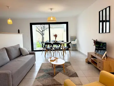 Coin salon dans l'établissement Escapade Océane aux portes de La Rochelle
