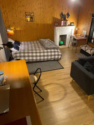 Un ou plusieurs lits dans un hébergement de l'établissement Studio vintage