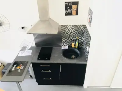 Cuisine ou kitchenette dans l'établissement CosyStudio2 Site du Futuroscope