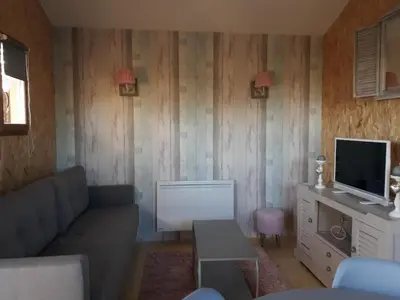 Télévision ou salle de divertissement dans l'établissement Les Pilotis Du Cognac