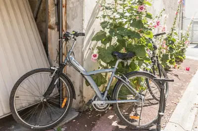 Vélo sur le terrain de l'établissement Logis Hôtel Lafayette Rochefort France ou dans les environs