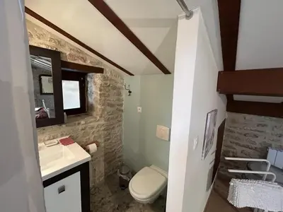 Salle de bains dans l'établissement La Grue Gites