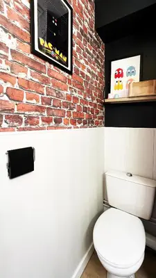 Salle de bains dans l'établissement Futurostudio - Appart Hotel PACMAN - Futuroscope - Poitiers